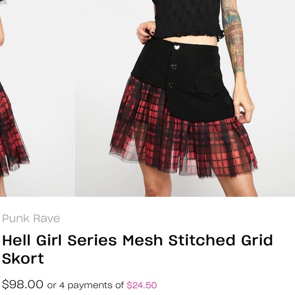 Punk Rave
Hell Girl Series Mesh Stitched Grid Skort - Picture 5 of 6